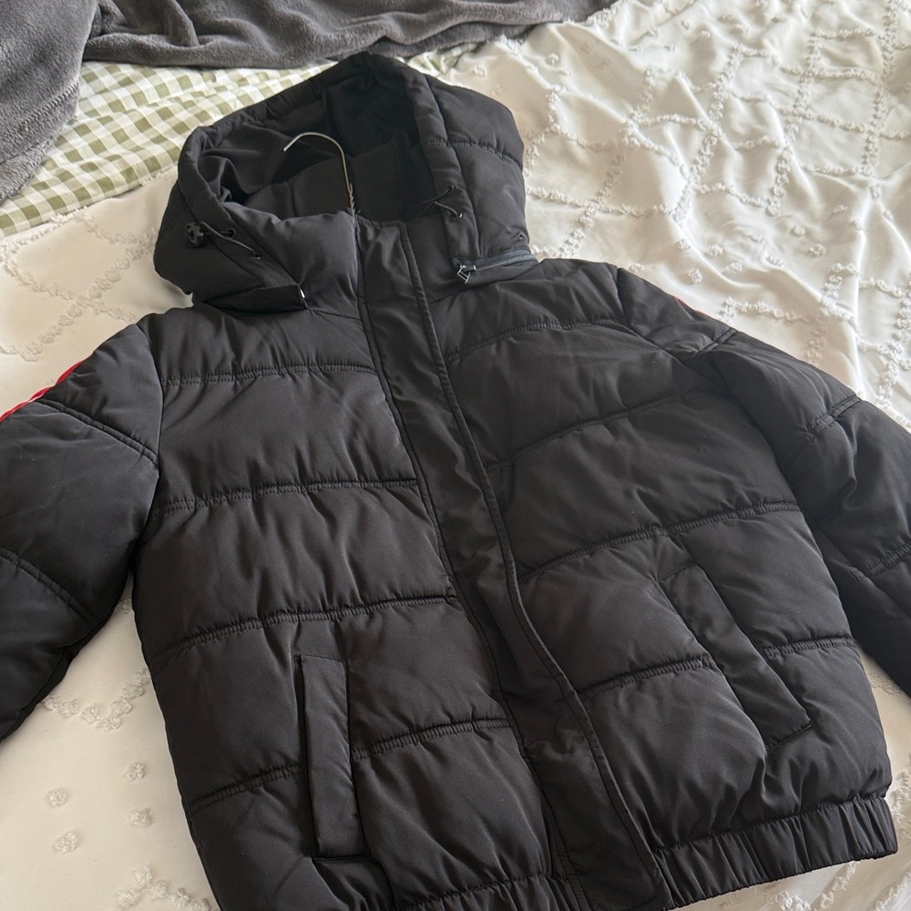 Garage Black Hooded Puffer Jacket